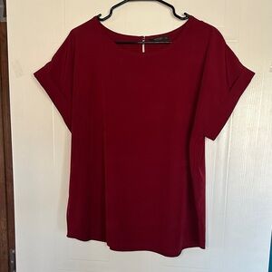 GUC SHEIN Curve Deep Red Short Sleeve Dress Shirt